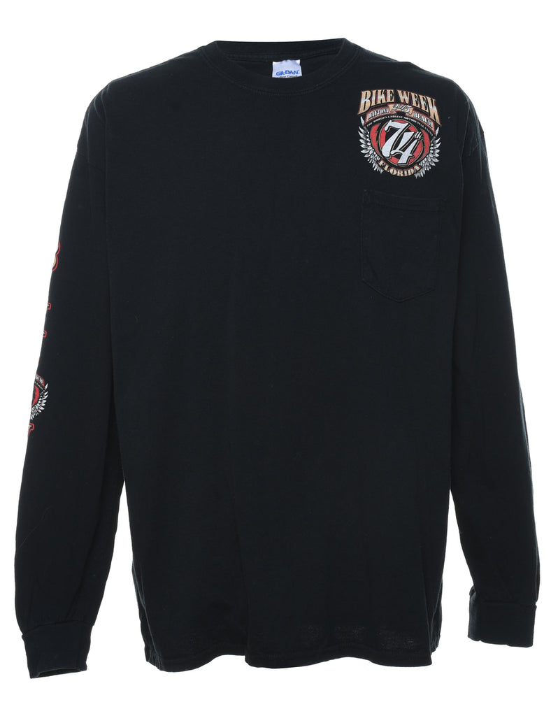 Black Graphic Bike Week Design T-shirt - XL