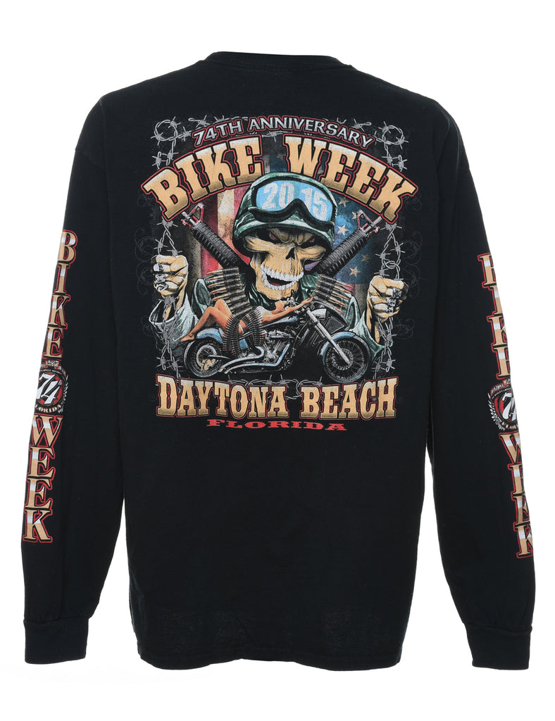 Black Graphic Bike Week Design T-shirt - XL