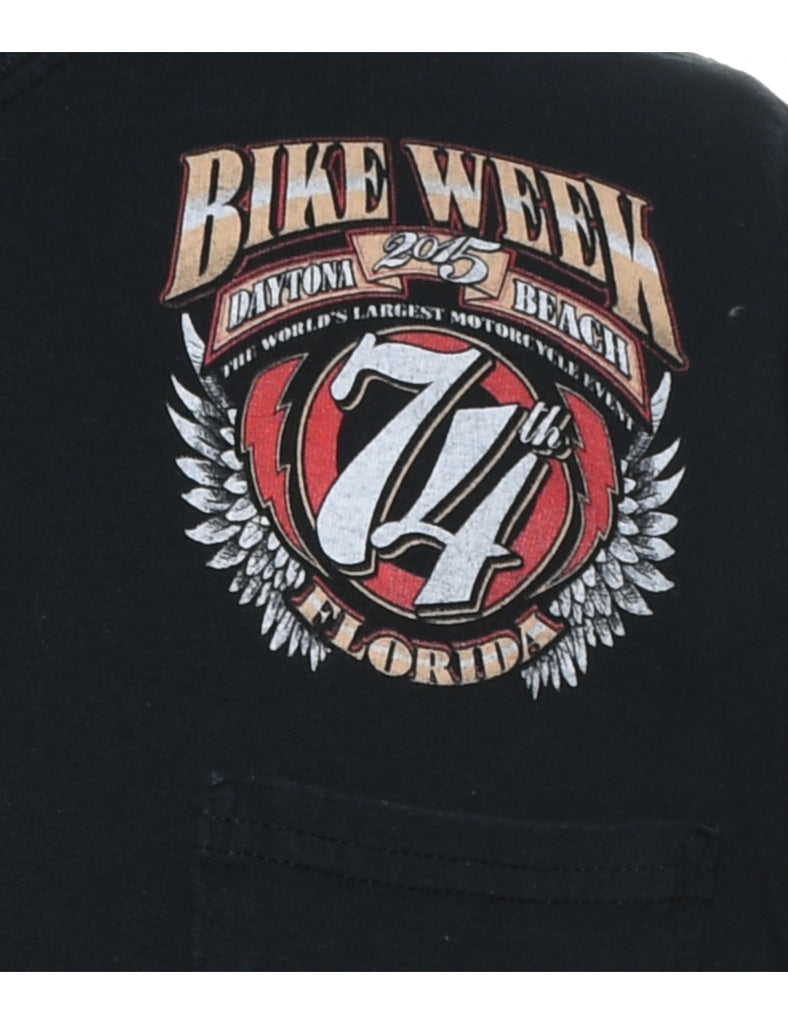 Black Graphic Bike Week Design T-shirt - XL