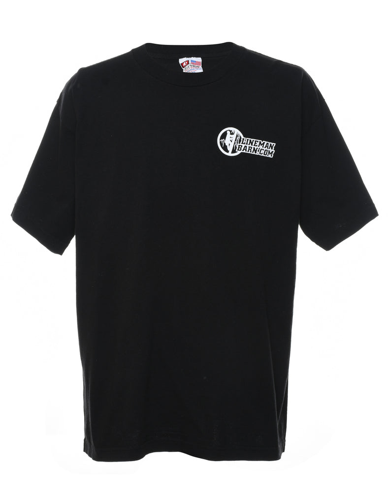 Black Legendary Heros Design Printed T-shirt - XL