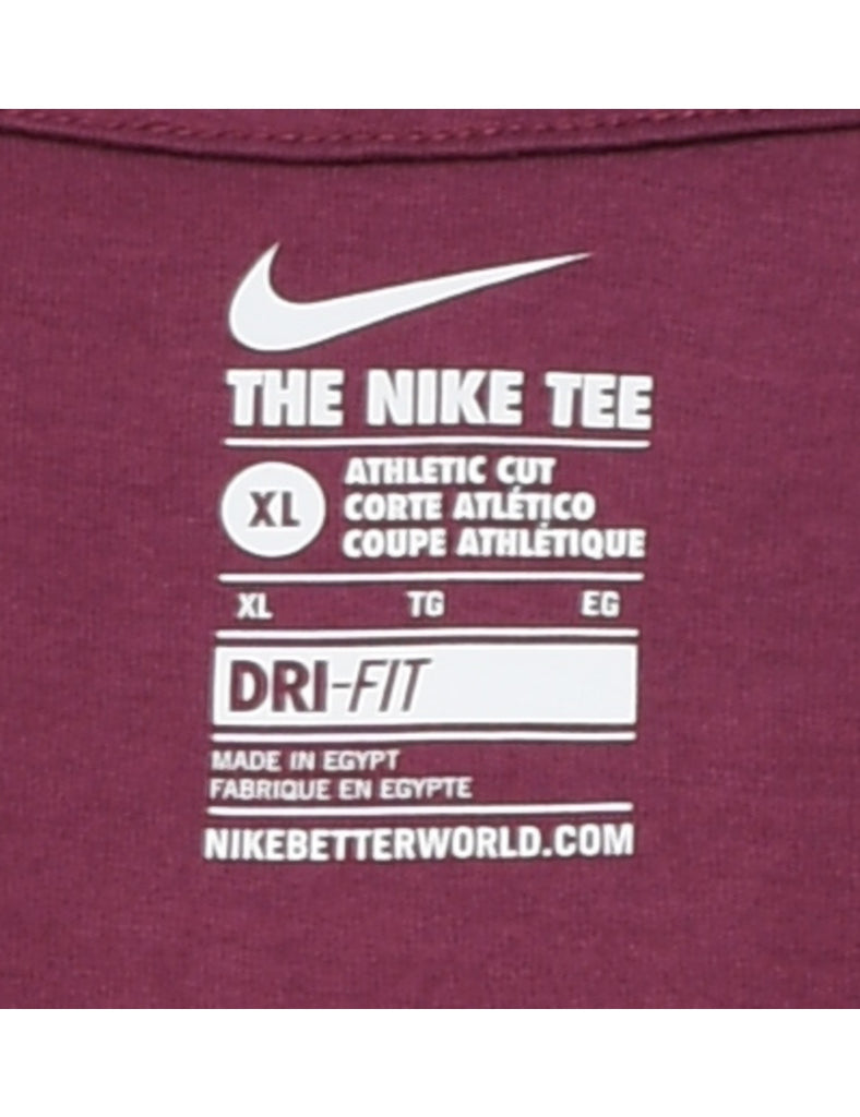 Black & Maroon Patterned Nike T-shirt - XL