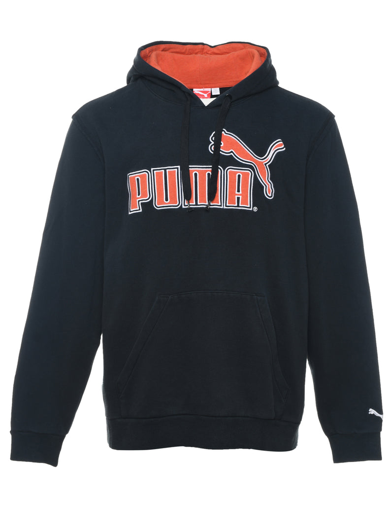 Black & Orange Contrast Puma Hoodie - XL