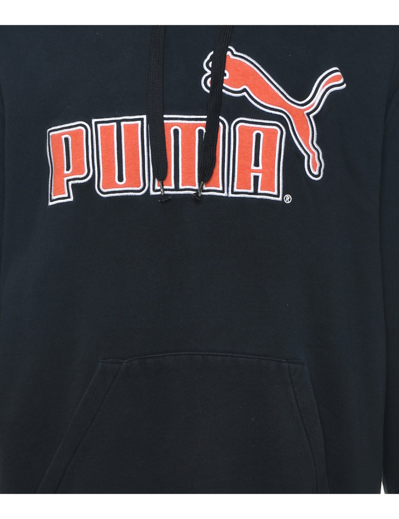 Black & Orange Contrast Puma Hoodie - XL