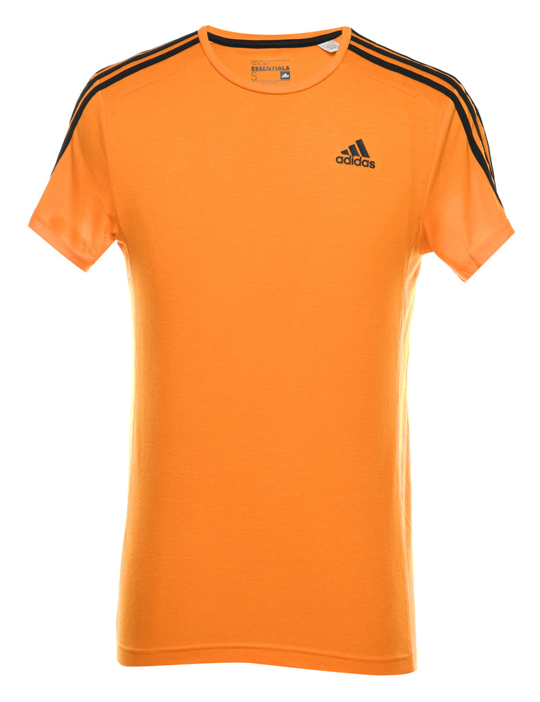 Black & Orange Three-Stripe Adidas T-Shirt - S