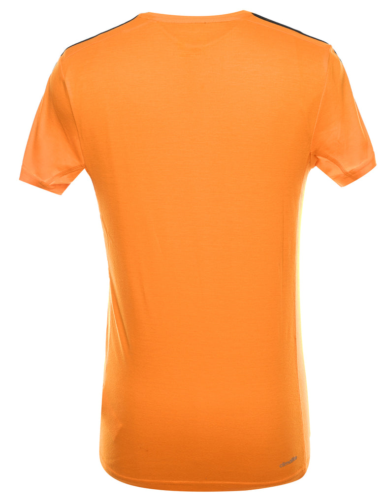 Black & Orange Three-Stripe Adidas T-Shirt - S