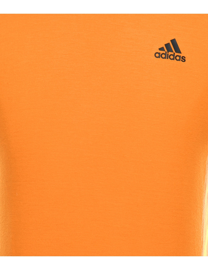 Black & Orange Three-Stripe Adidas T-Shirt - S