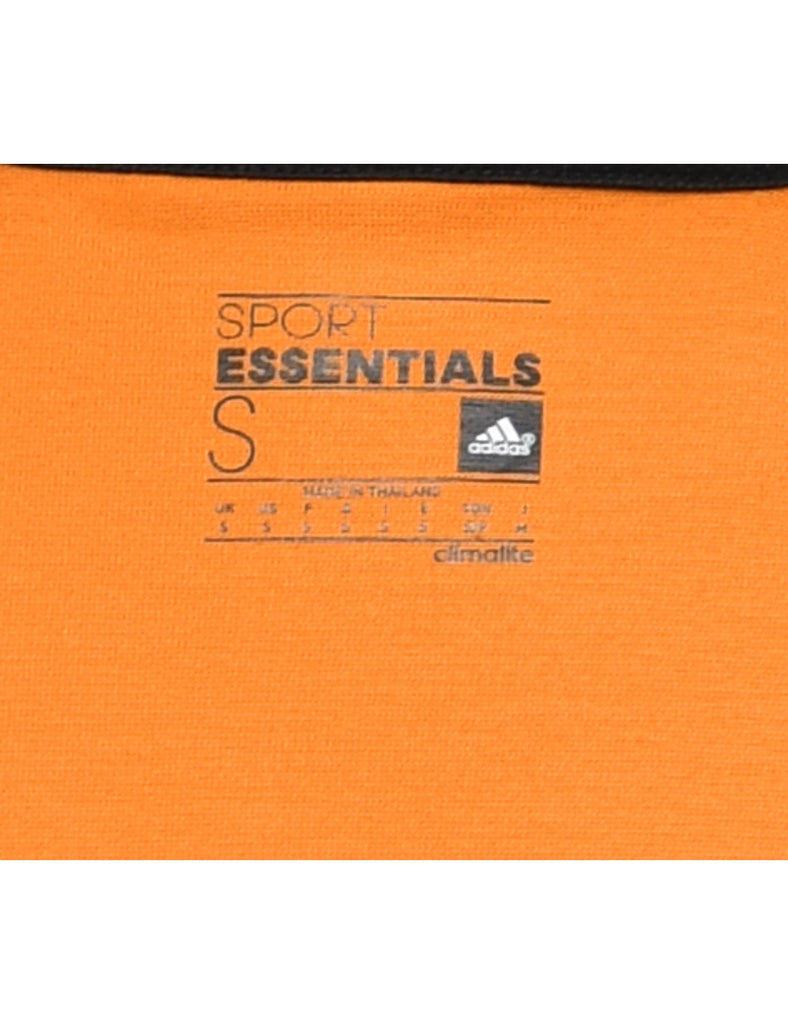 Black & Orange Three-Stripe Adidas T-Shirt - S