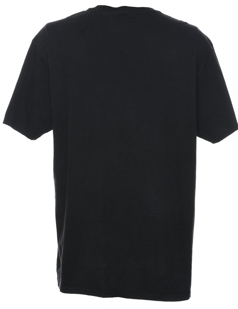 Black Printed Fox Design T-shirt - XL