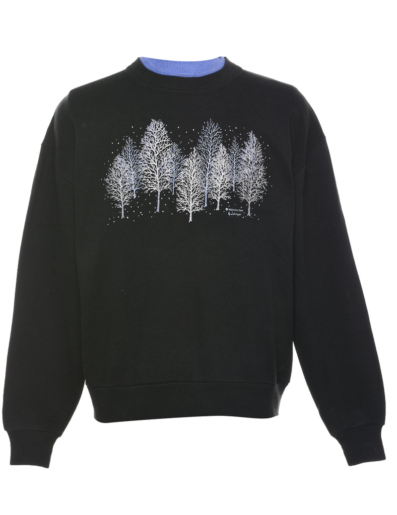 Black Printed Sweatshirt - L