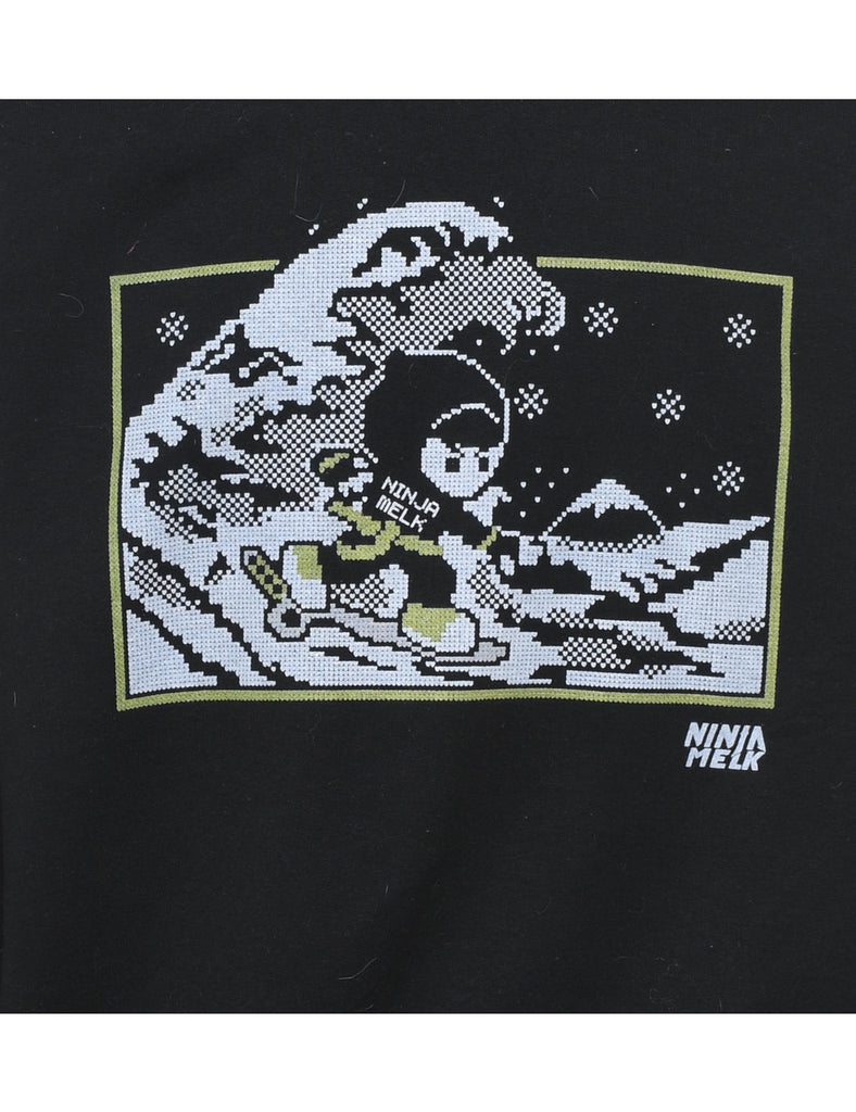 Black Printed Sweatshirt - M