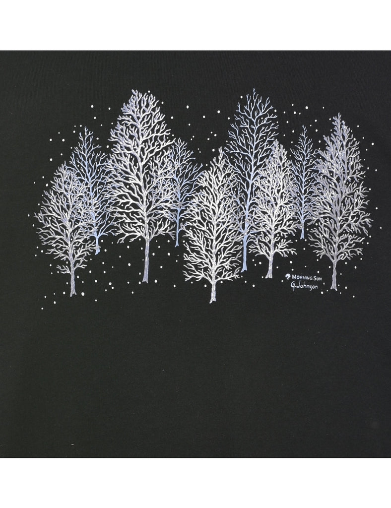 Black Printed Sweatshirt - L