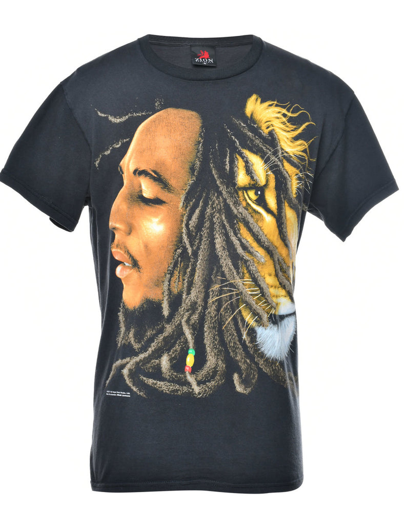 Black Printed T-shirt - M