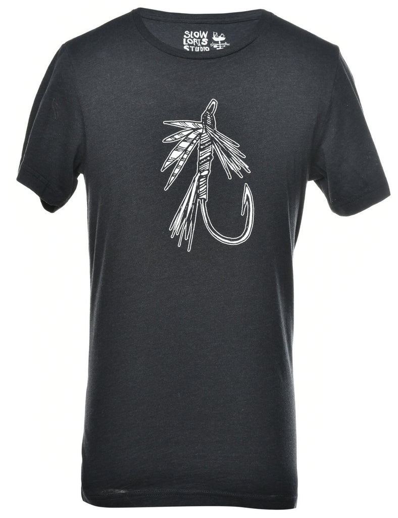 Black Printed T-shirt - M