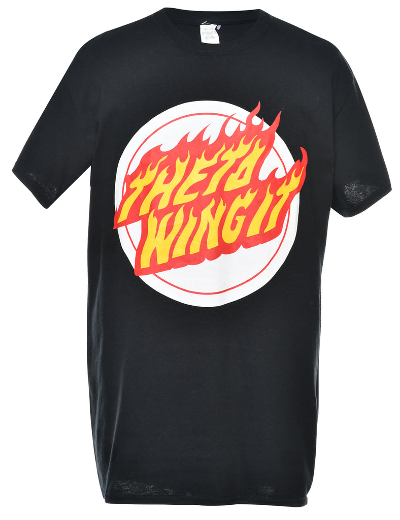 Black Printed T-shirt - M