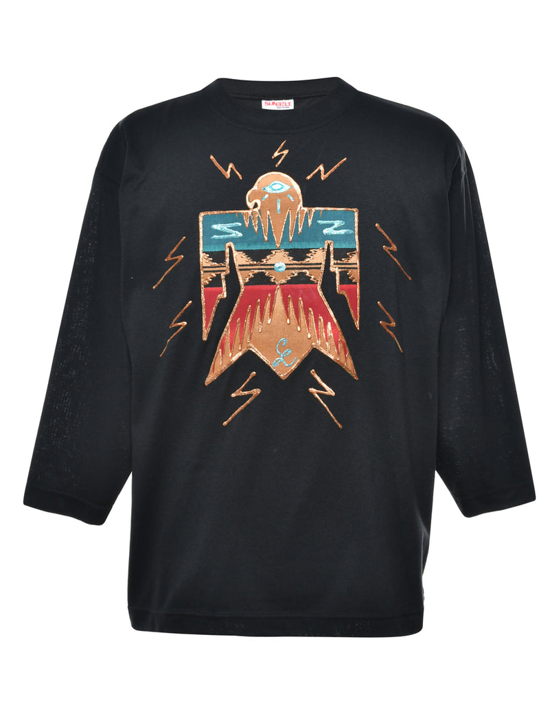 Black Printed T-shirt - XL