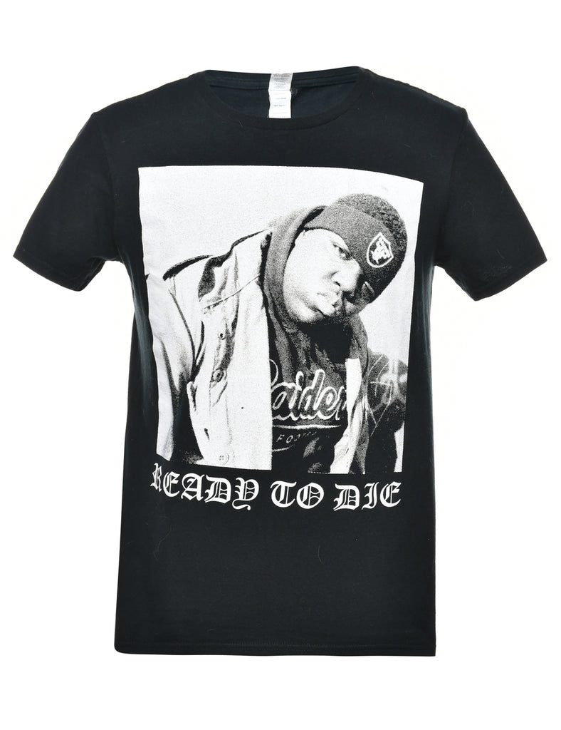 Black Printed T-shirt - M