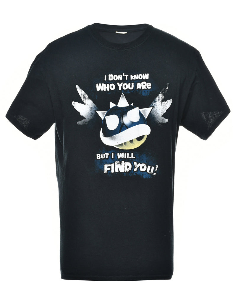 Black Printed T-shirt - M