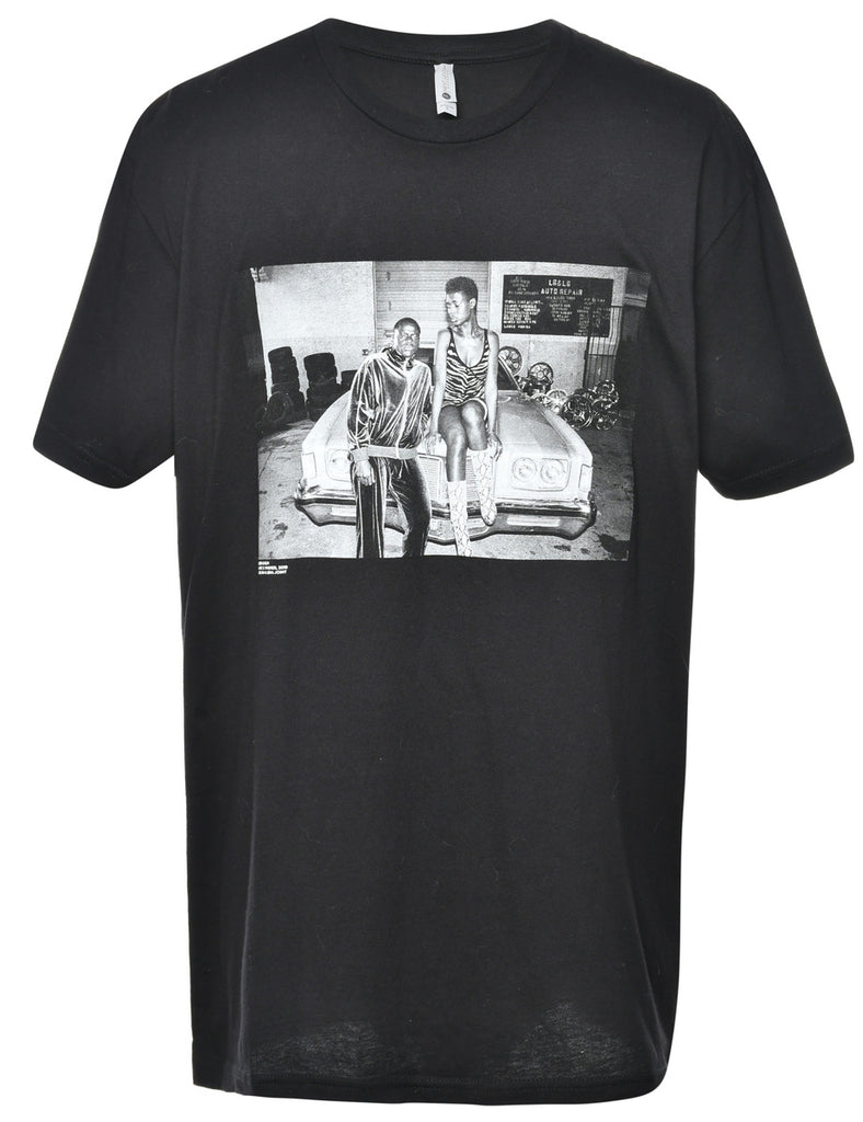 Black Printed T-shirt - L