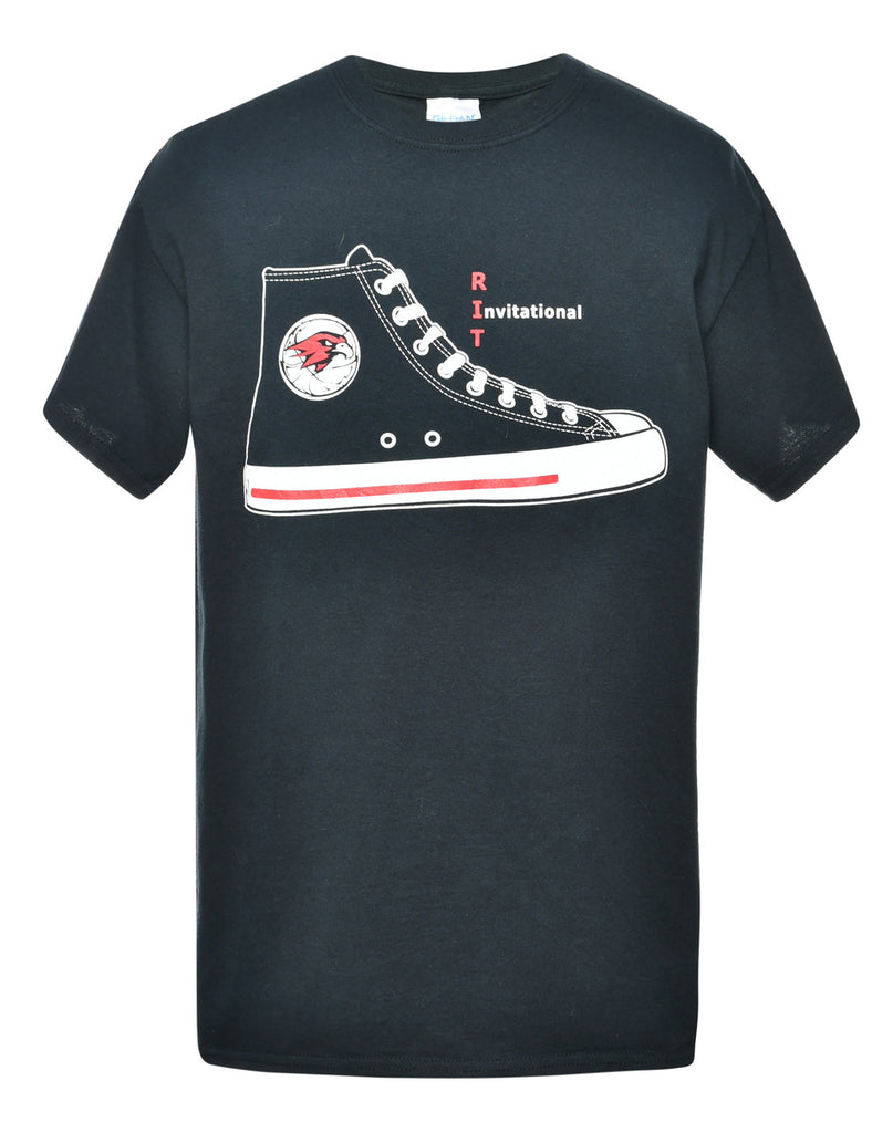 Black Printed T-shirt - M