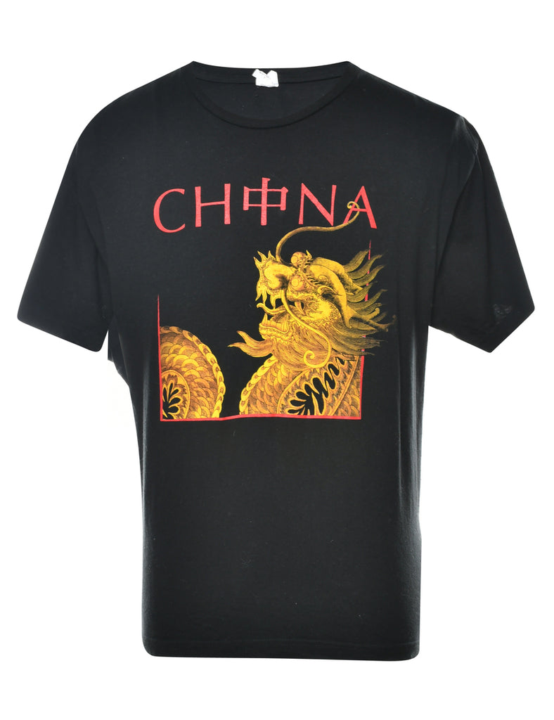 Black Printed T-shirt - XL