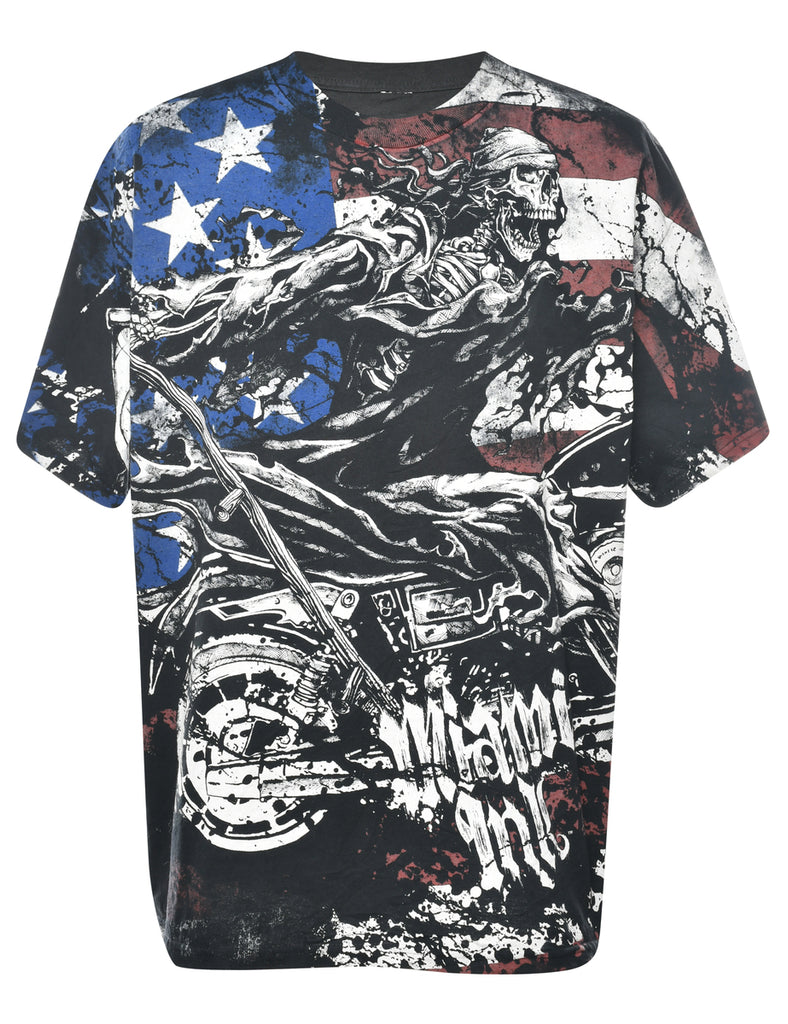 Black Printed T-shirt - XL