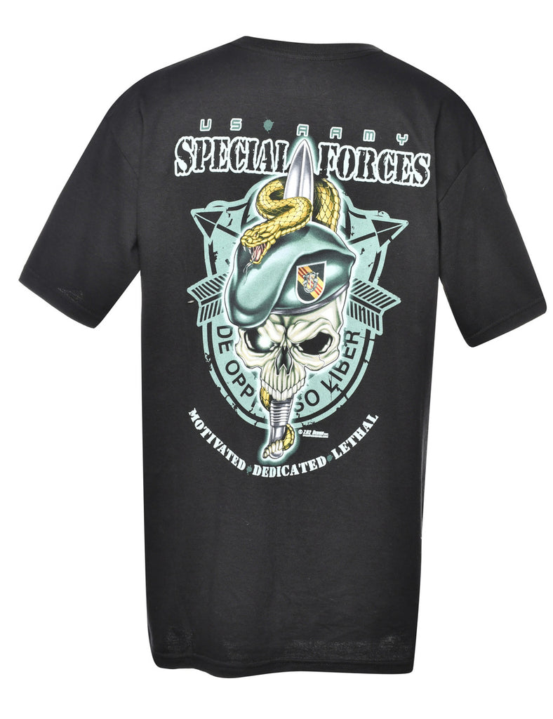 Black Printed T-shirt - M