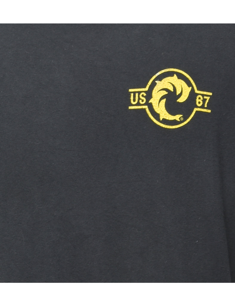 Black Printed T-shirt - XL