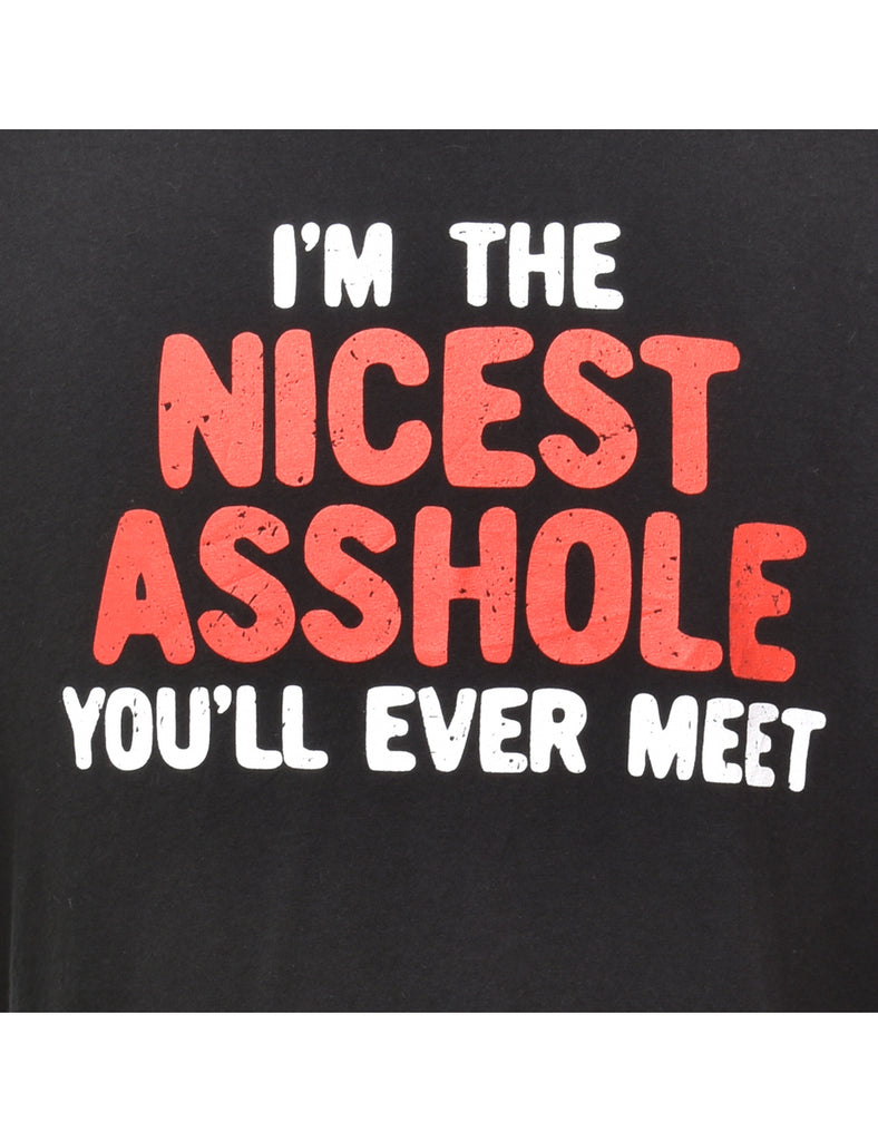 Black Printed T-shirt - XL