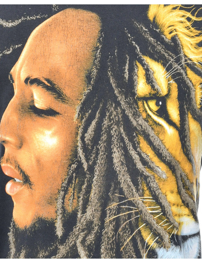 Black Printed T-shirt - M