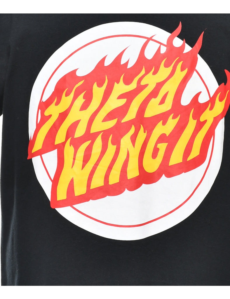 Black Printed T-shirt - M