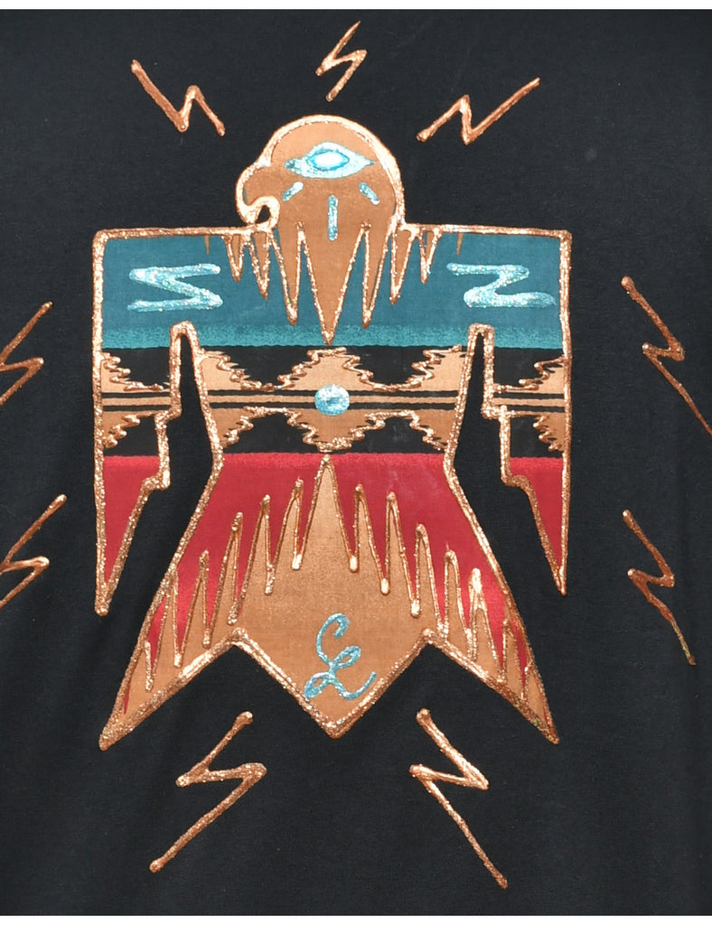 Black Printed T-shirt - XL