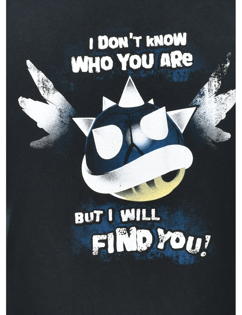 Black Printed T-shirt - M