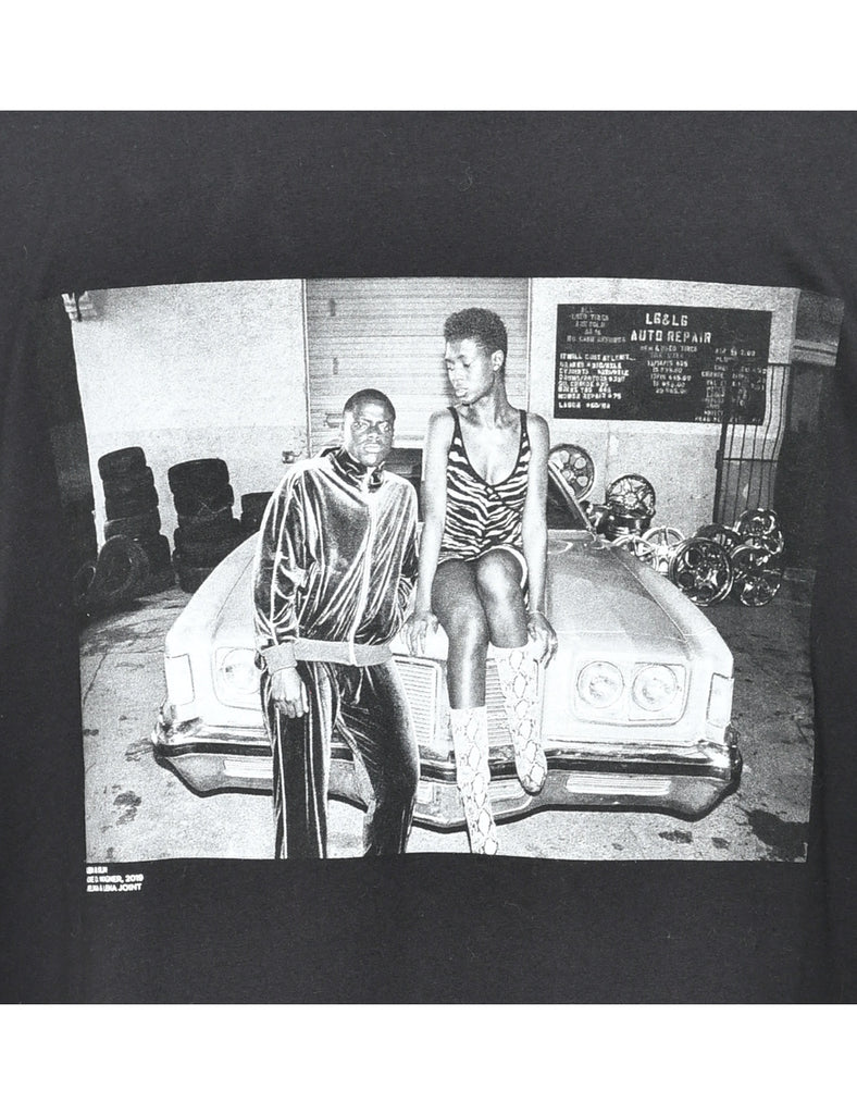 Black Printed T-shirt - L