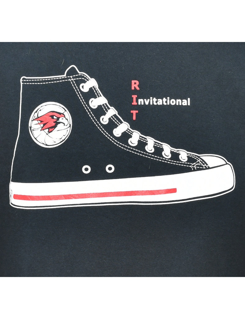 Black Printed T-shirt - M