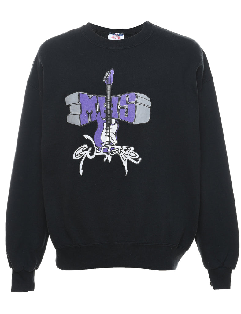 Black & Purple MHS Guitar Printed Sweatshirt - XL