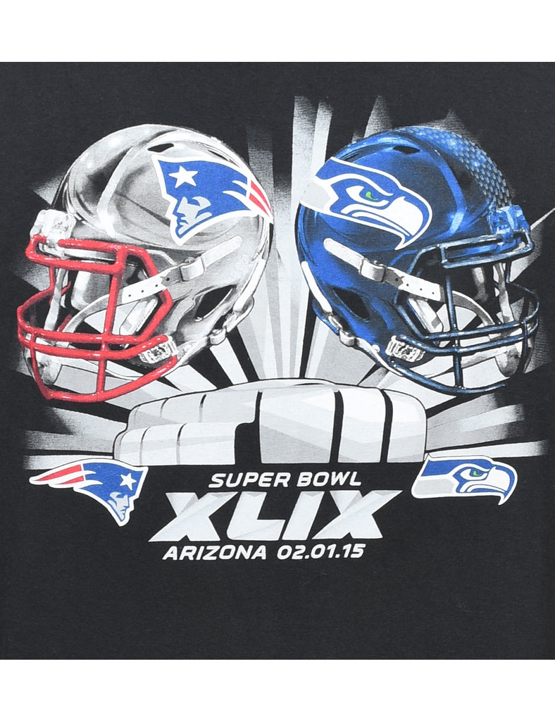 Black, Red & Blue Superbowl Football T-Shirt - XL