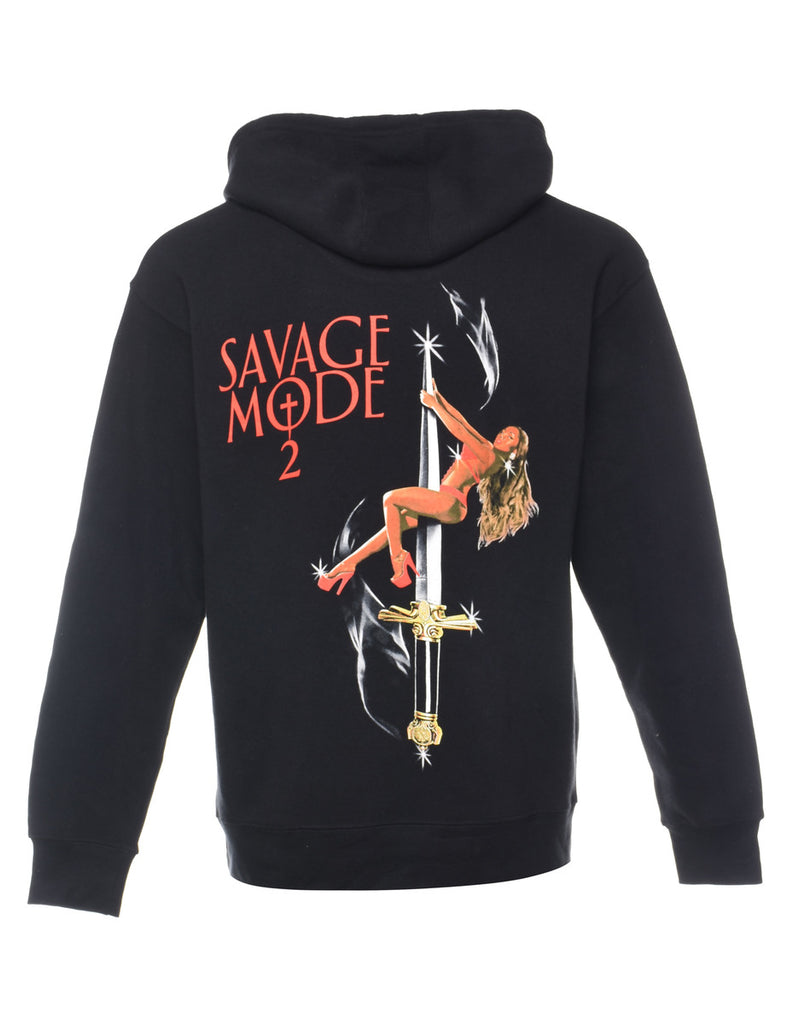 Black Savage Mode 2 Printed Hoodie - L