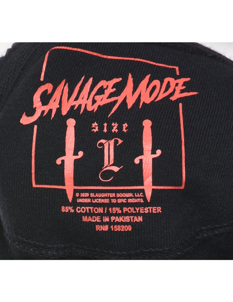 Black Savage Mode 2 Printed Hoodie - L