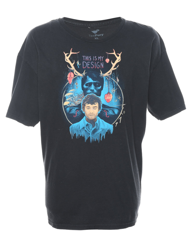 Black 'This Is My Design' Printed T-shirt - XL