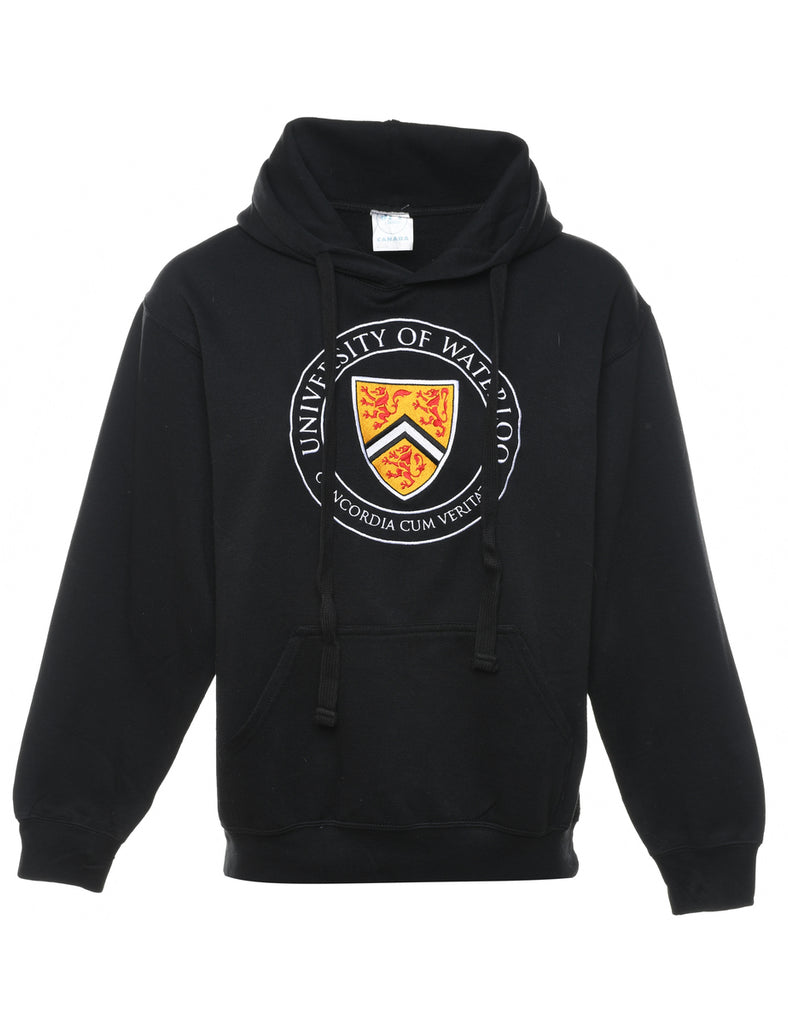 Black University Of Waterloo Concordia Cum Veritate Printed Hoodie - S