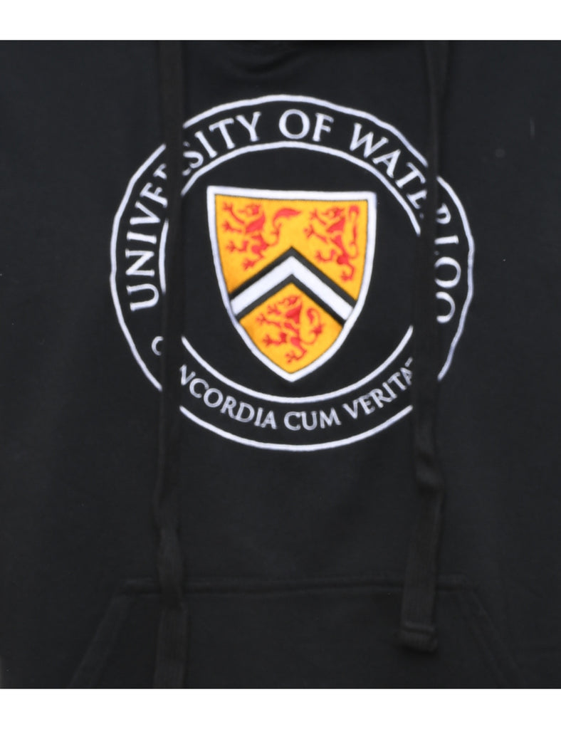 Black University Of Waterloo Concordia Cum Veritate Printed Hoodie - S