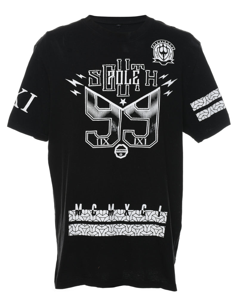 Black & White Y2K Southpole Printed T-shirt - XL