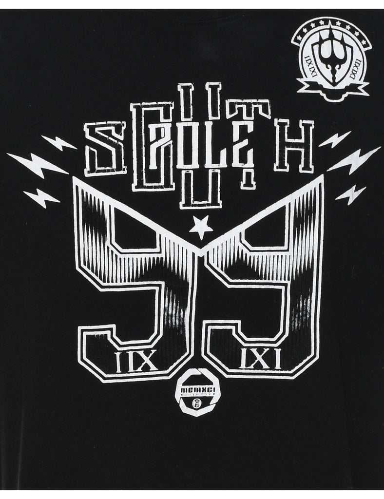 Black & White Y2K Southpole Printed T-shirt - XL