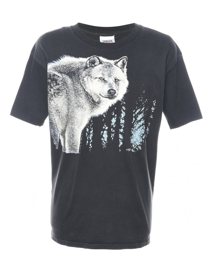 Black Wolf Design T-shirt - XL