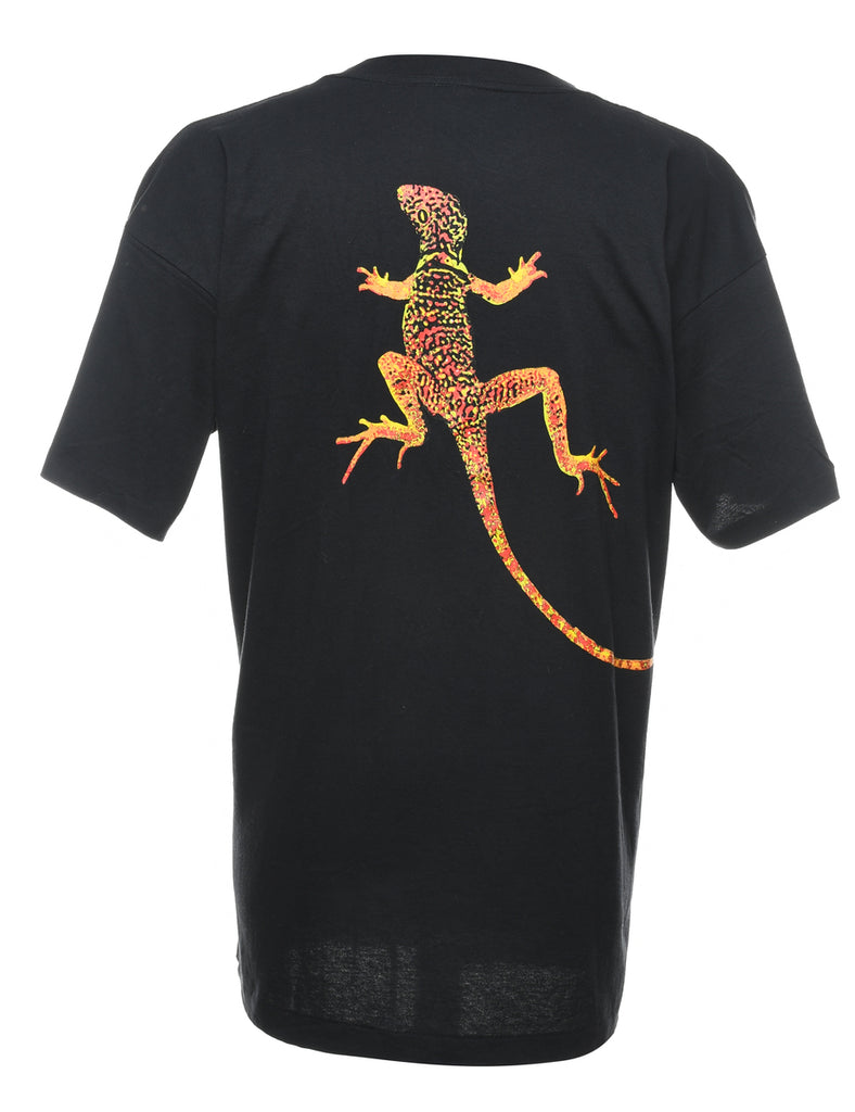 Black & Yellow Lizard Design Marlboro Printed T-shirt - XL