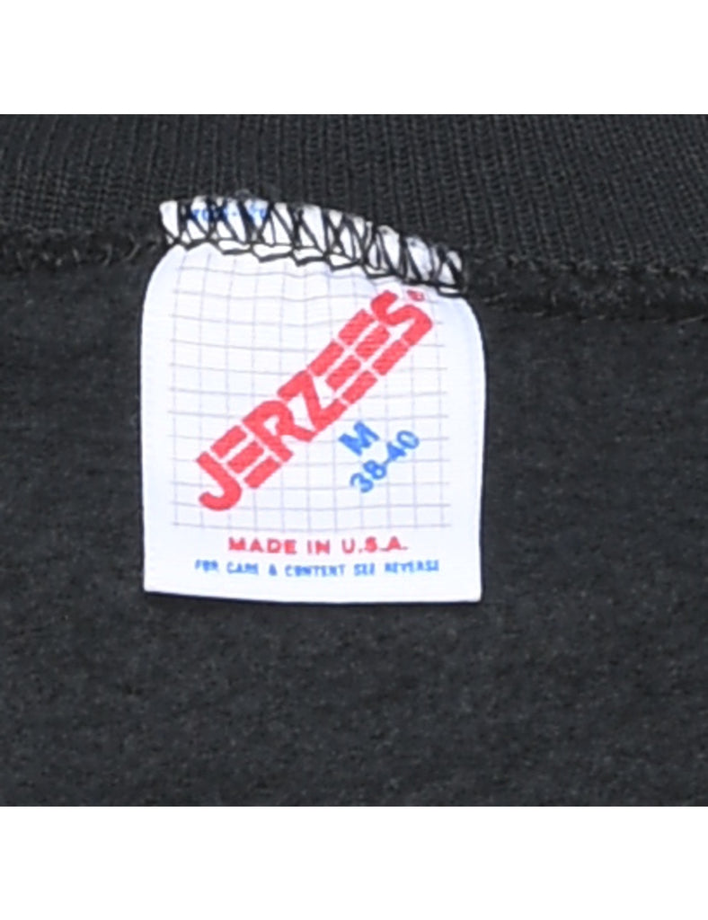 Black & Yellow Trucking Design Printed Sweatshirt - M