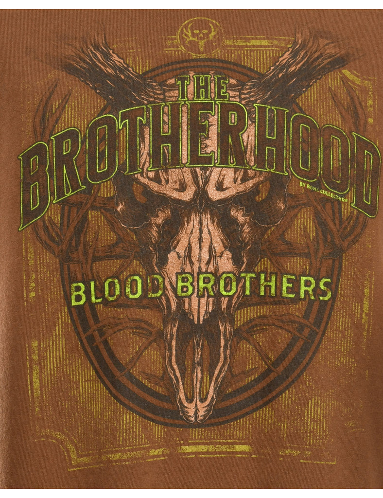Blood Brothers Dark Brown Printed T-shirt - L