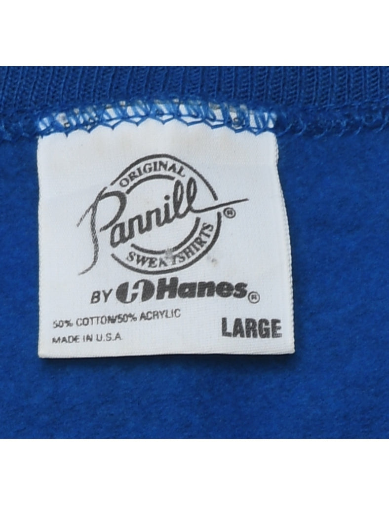 Blue 1990s Heart Design Sweatshirt - L