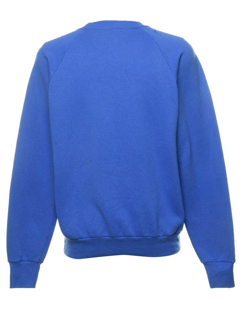 Blue Christmas Design Printed Sweatshirt - L