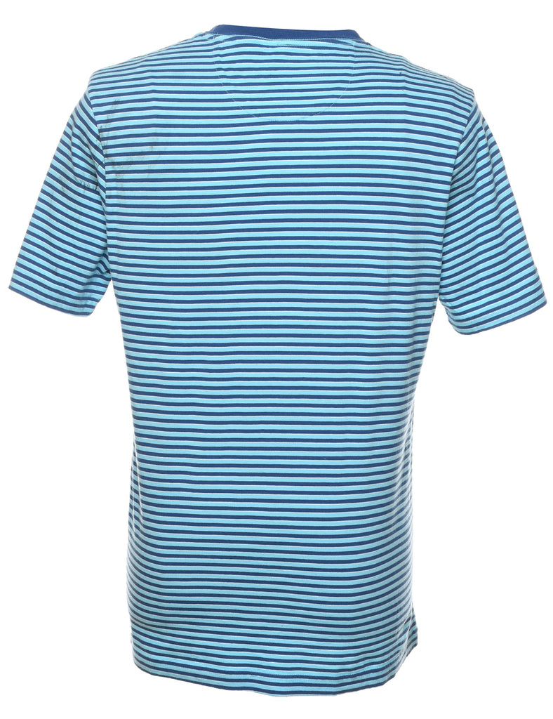 Blue & Navy Striped Printed T-shirt - M